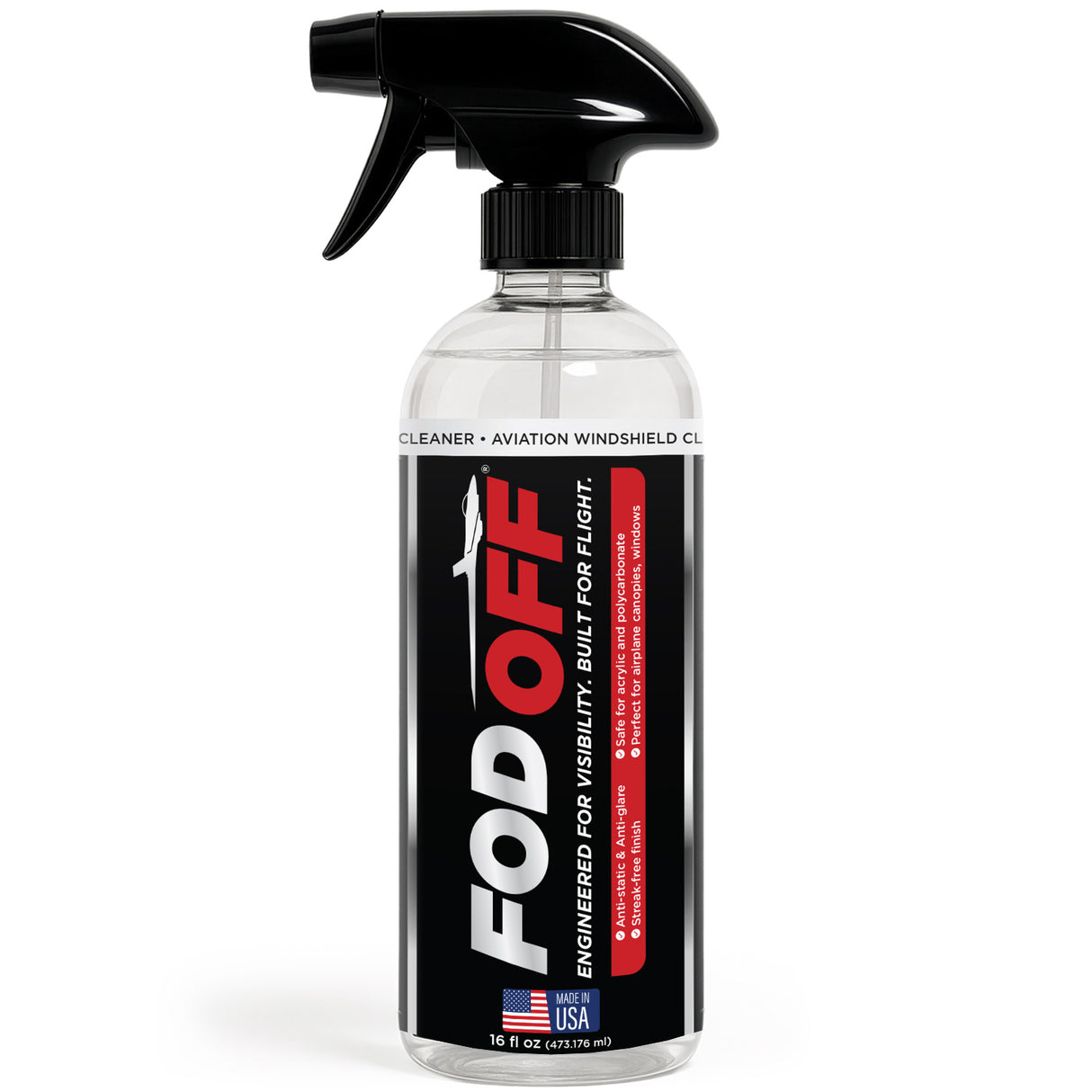 FOD OFF® Aircraft Windshield & Canopy Cleaner – Safe for Acrylic & Glass
