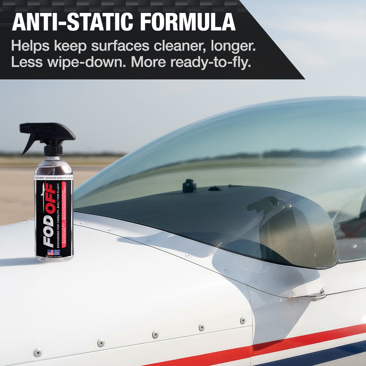 FOD OFF® Aircraft Windshield & Canopy Cleaner – Safe for Acrylic & Glass