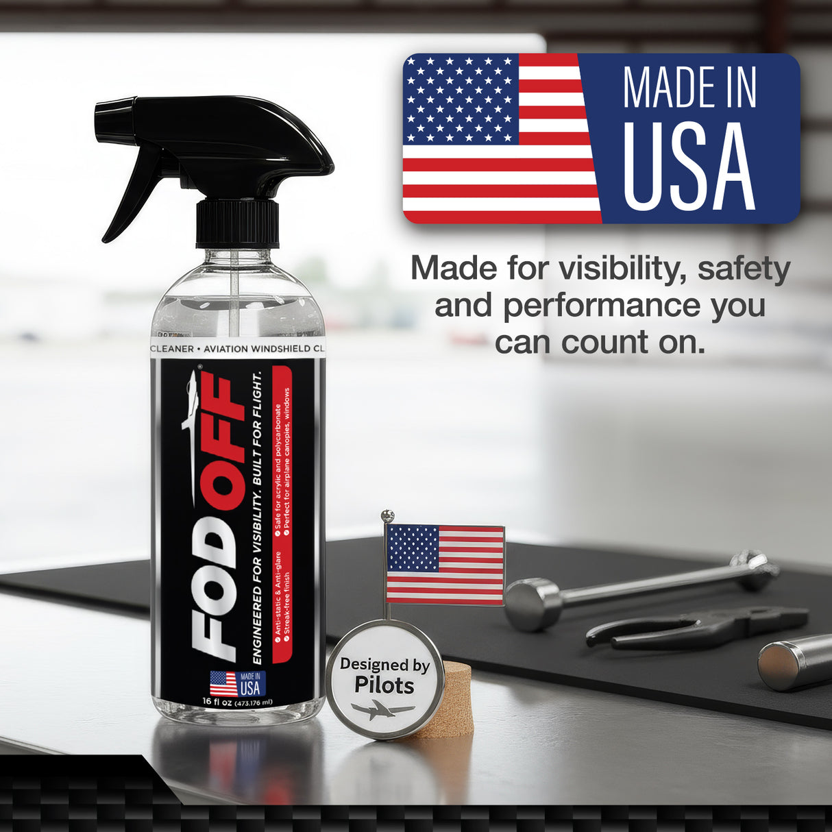 FOD OFF® Aircraft Windshield & Canopy Cleaner – Safe for Acrylic & Glass
