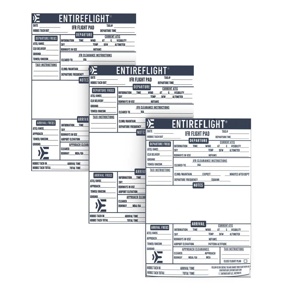 EntireFlight IFR Flight Notepad, Companion to the VFR Flight Notepad and  Pilot Kneeboard