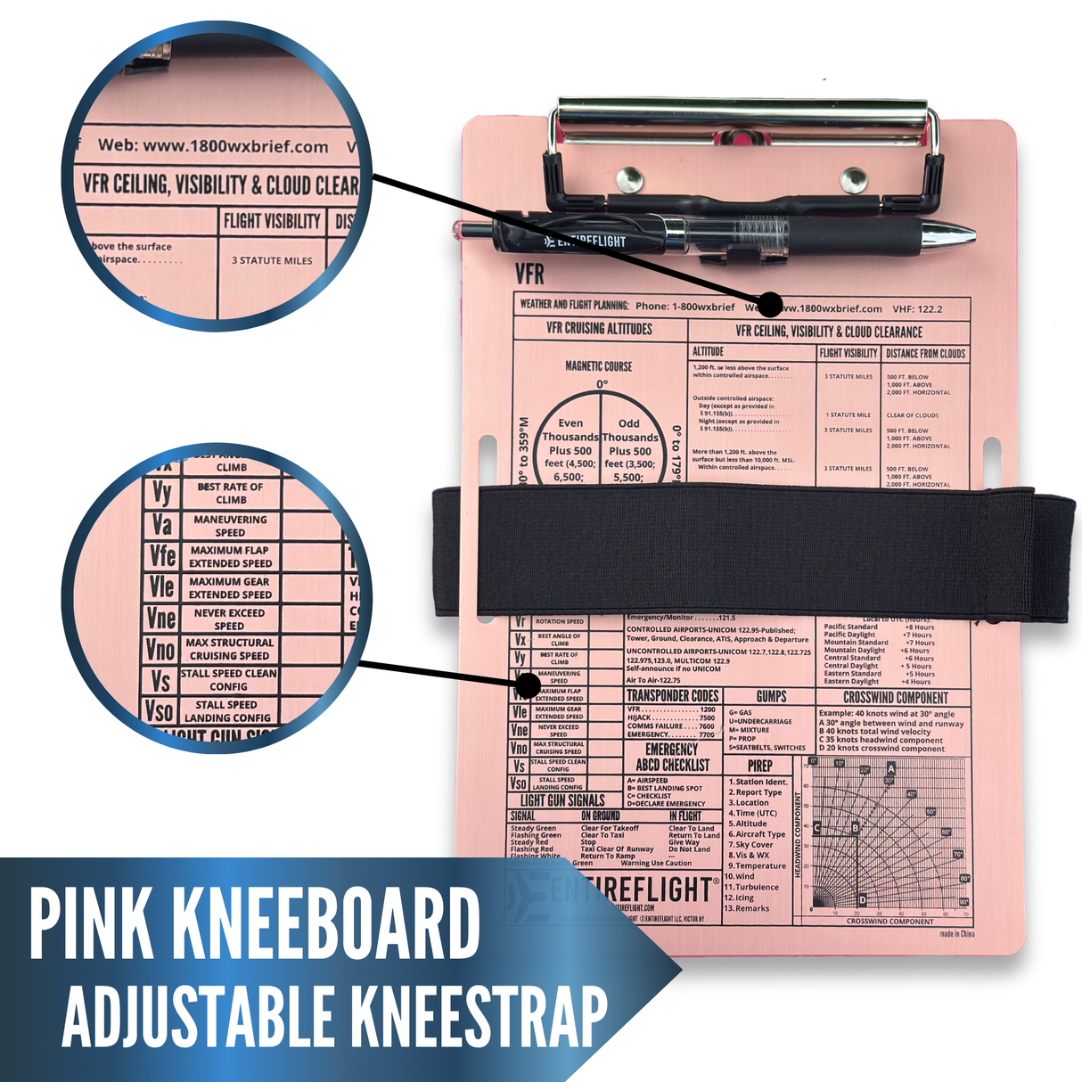 EntireFlight Limited Run Pink VFR Pilot Kneeboard And Flight Pad