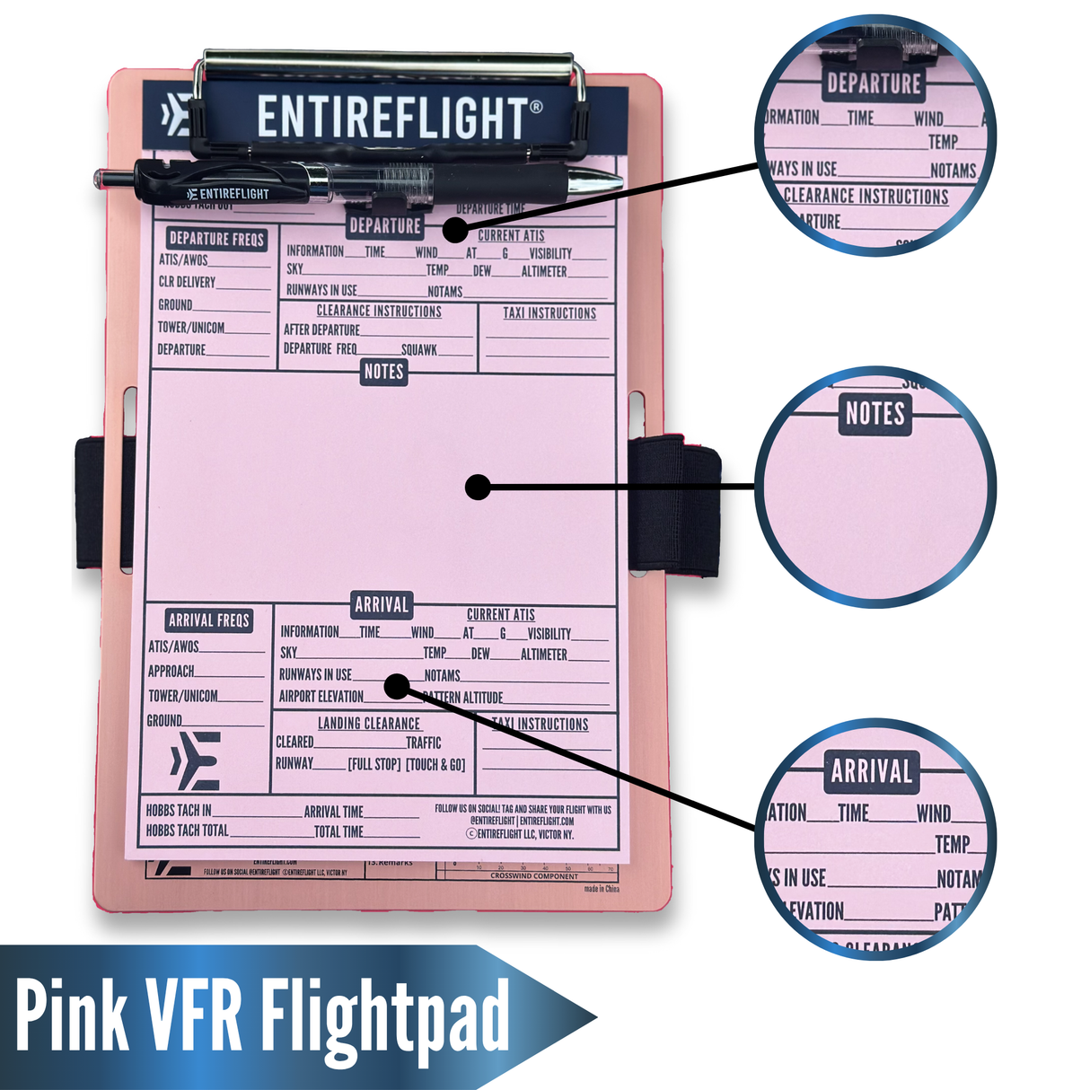 EntireFlight Limited Run Pink VFR Pilot Kneeboard And Flight Pad