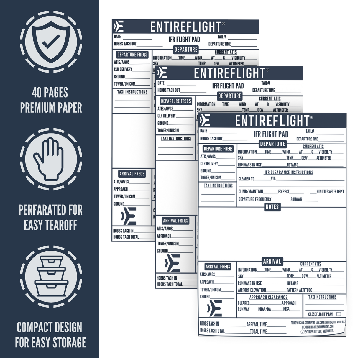 EntireFlight IFR Flight Notepad, Companion to the VFR Flight Notepad and  Pilot Kneeboard