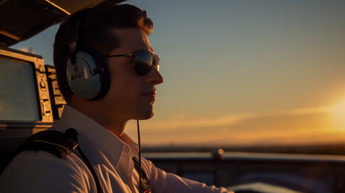 pilot with aviation headphones