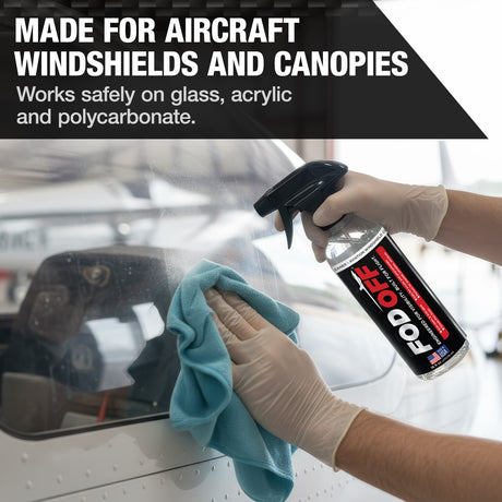 FOD OFF® Aircraft Windshield & Canopy Cleaner – Safe for Acrylic & Glass