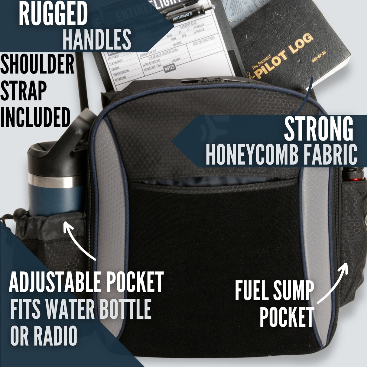 EntireFlight Pilot Bag - The Venture Flight Bag For Pilots - Gray
